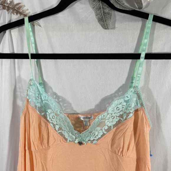 NEW PJ Salvage [ Medium ] Lace Trim Jersey‎ Camisole in Orange/Aqua Blue - Picture 3 of 12